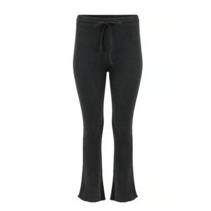 NWT Lezat Black Organic Cotton Ribbed Waffle Thermal Flare Leg Pants XL Y2K